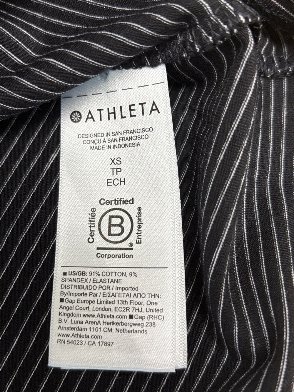 Athleta Striped Essential V-Neck Tee Supima Cotton XS NWT 413154 - Picture 4 of 6